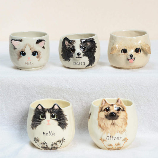 3D Custom Pet Face Mug – Handmade Ceramic Sculpture Cup BoopCup